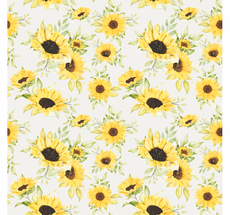 Papier peint motif joli motif de tournesols aquarelle - TenStickers