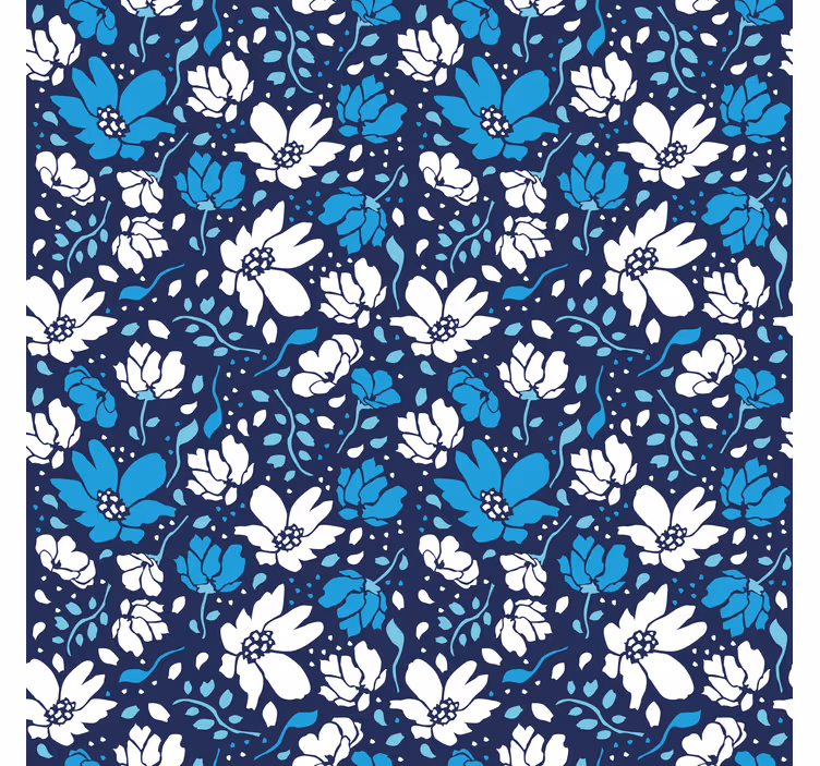 Papier peint motif marguerites blanches sur fond bleu - TenStickers