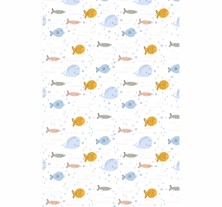 Papier peint animaux poissons multicolores en dessin animé - TenStickers