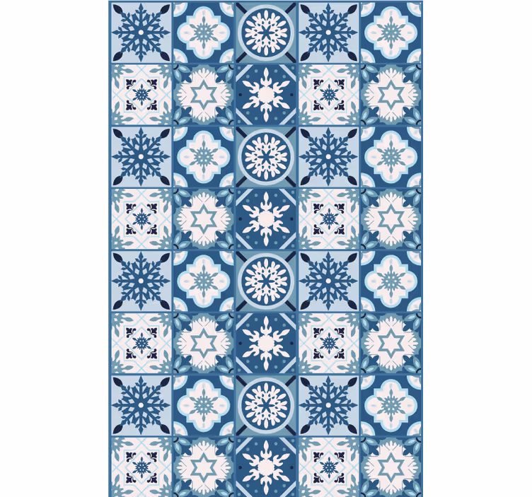 Papier peint noel carreaux flocons de neige bleus - TenStickers