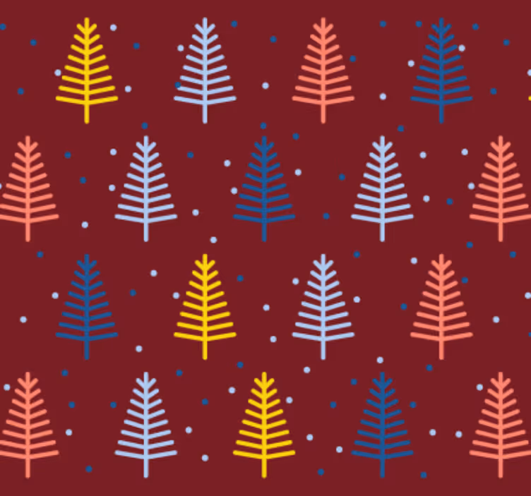 Papier peint noel motif arbres rouges - TenStickers