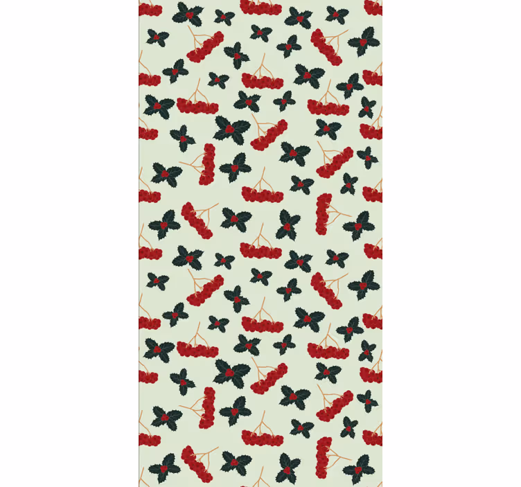Papier peint noel motif baies dessinées à la main - TenStickers
