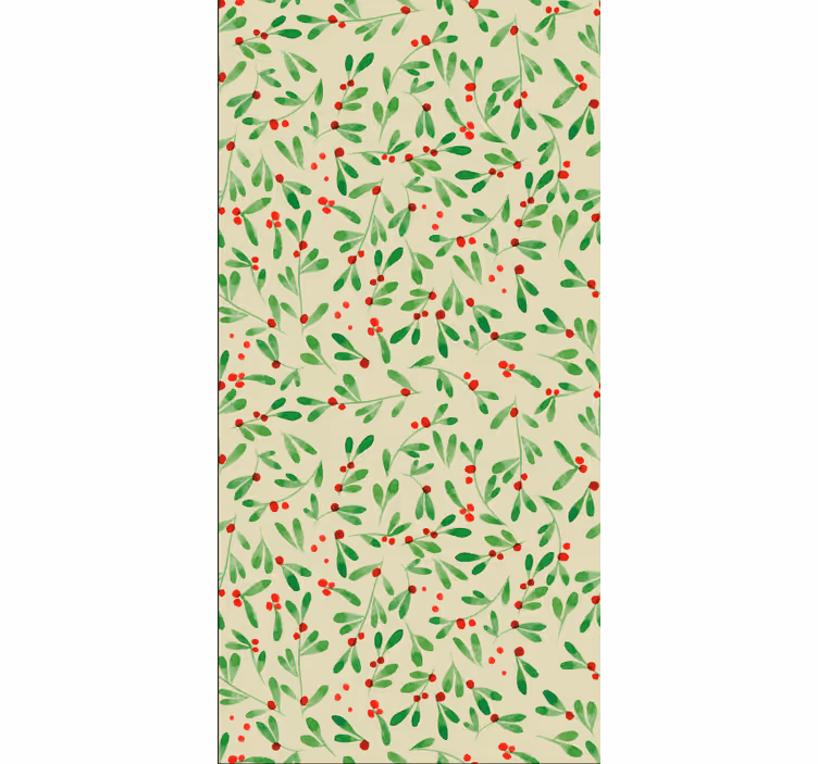 Papier peint noel motif baies de saison - TenStickers