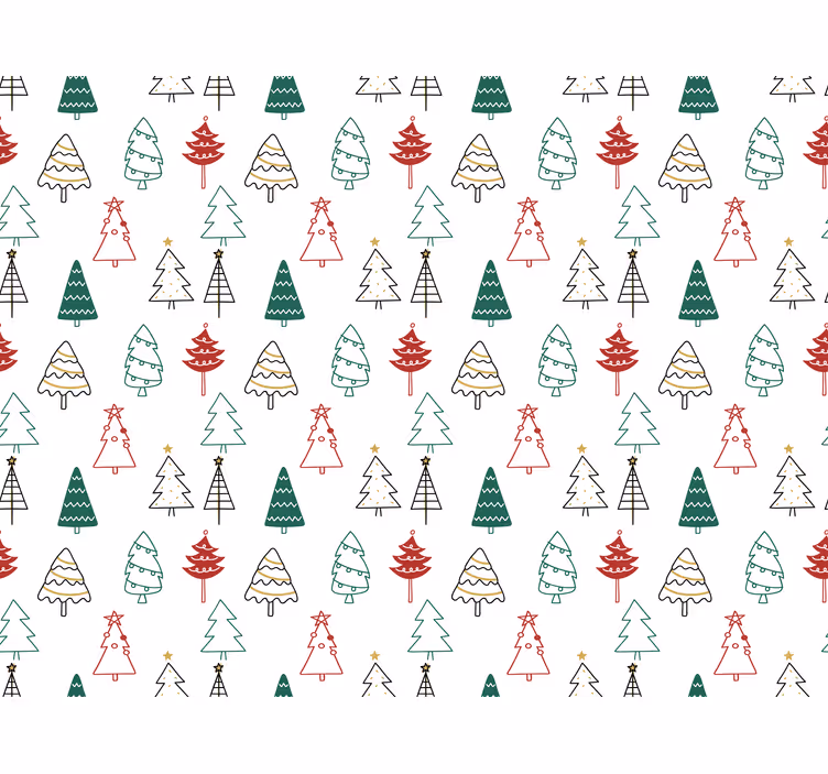 Papier peint noel motif arbres festifs - TenStickers
