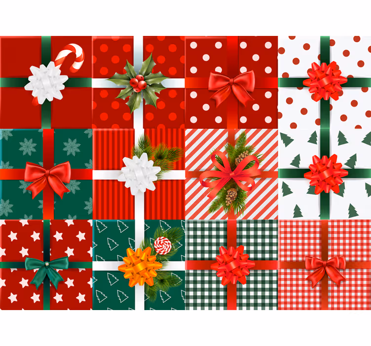 Papier peint noel motifs cadeaux festifs - TenStickers