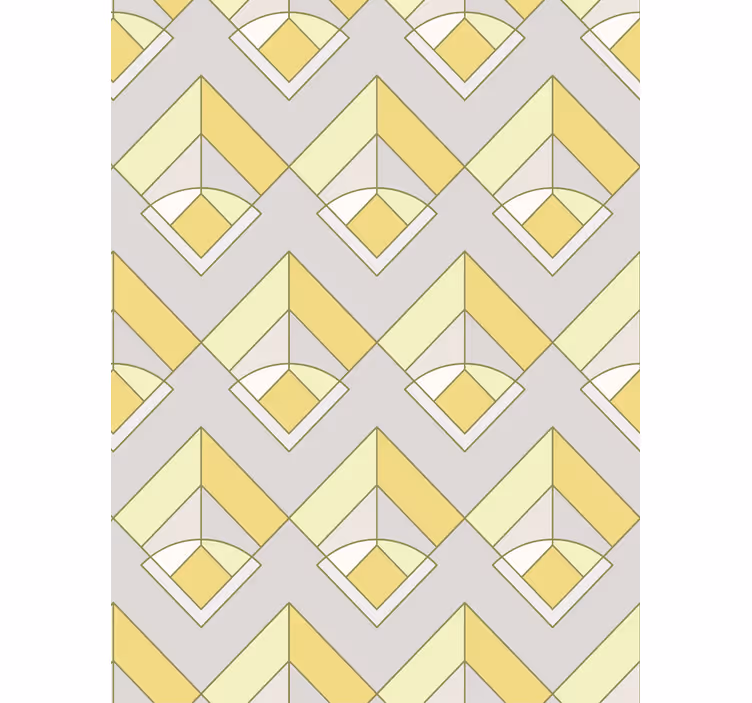 Papier peint géométrique motif jaune et gris - TenStickers