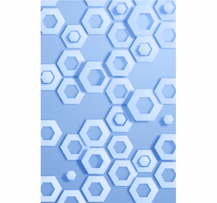 Papier peint géométrique motif hexagonal bleu - TenStickers