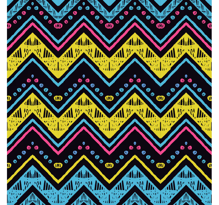 Papier peint géométrique motif chevrons vibrants - TenStickers