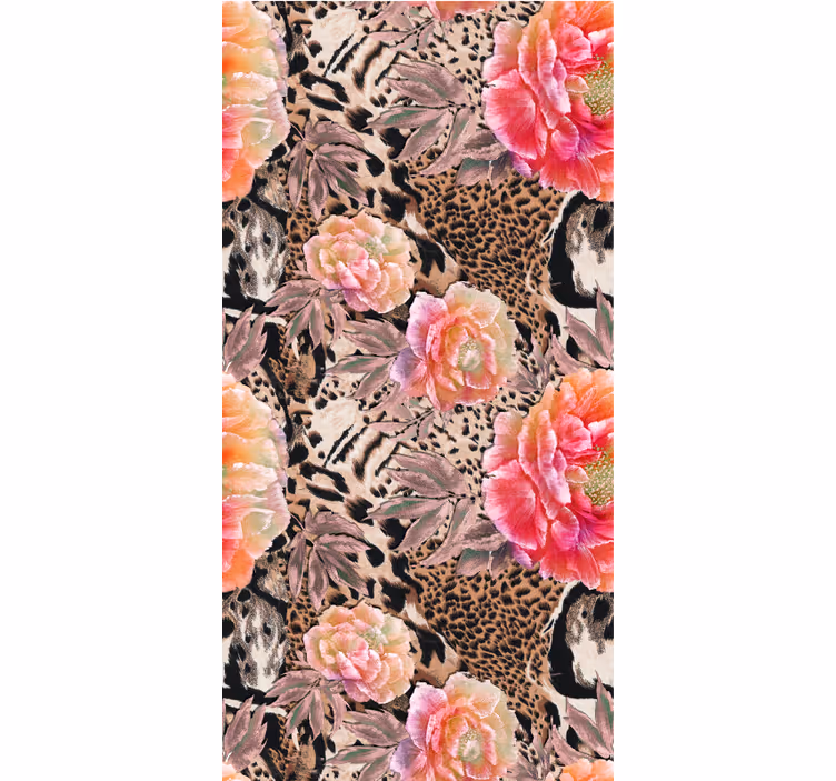 Papier peint nature peau de léopard floral - TenStickers