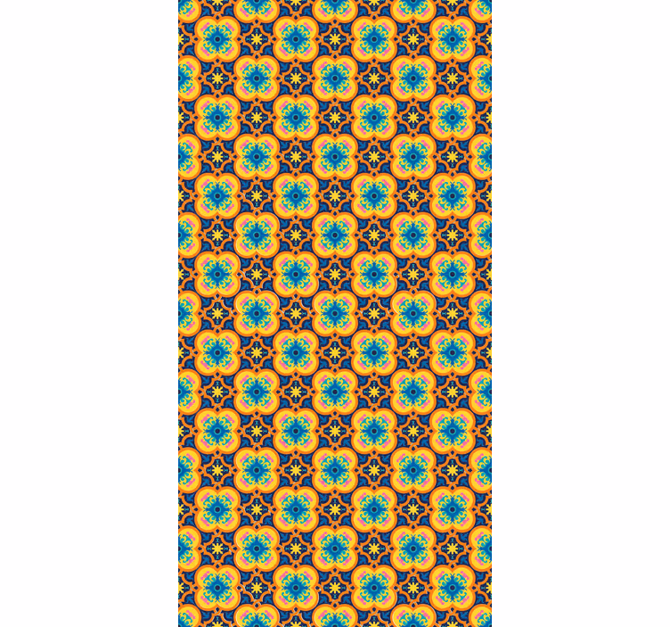 Papier peint autres textures motif boho bleu et jaune - TenStickers