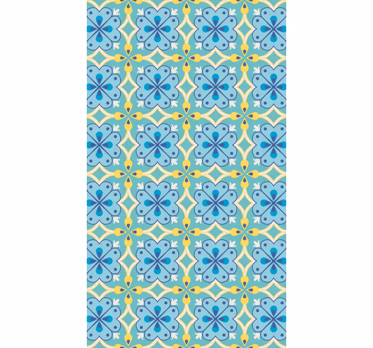 Papier peint carrelage éléments fleuris - TenStickers