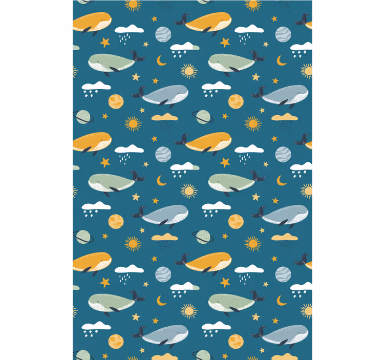 Papier peint chambre enfant motif baleines tendance - TenStickers