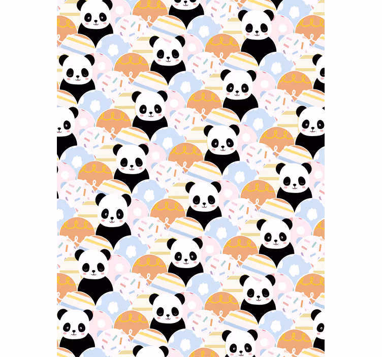 Papier peint chambre enfant panda en patchwork - TenStickers