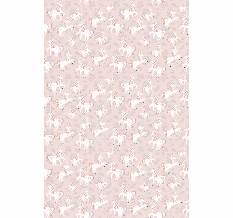 Papier peint chambre enfant licorne rose avec fleurs - TenStickers