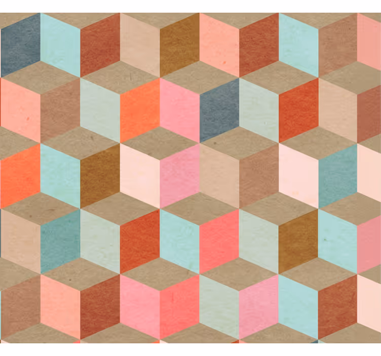 Papier peint salon motif géométrique pastel kraft - TenStickers