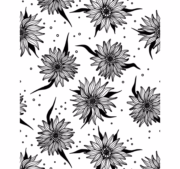 Papier peint couloir tournesols noir et blanc - TenStickers