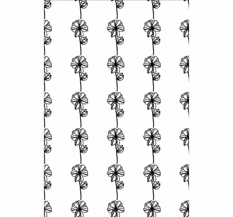 Papier peint couloir fleurs noires verticales - TenStickers