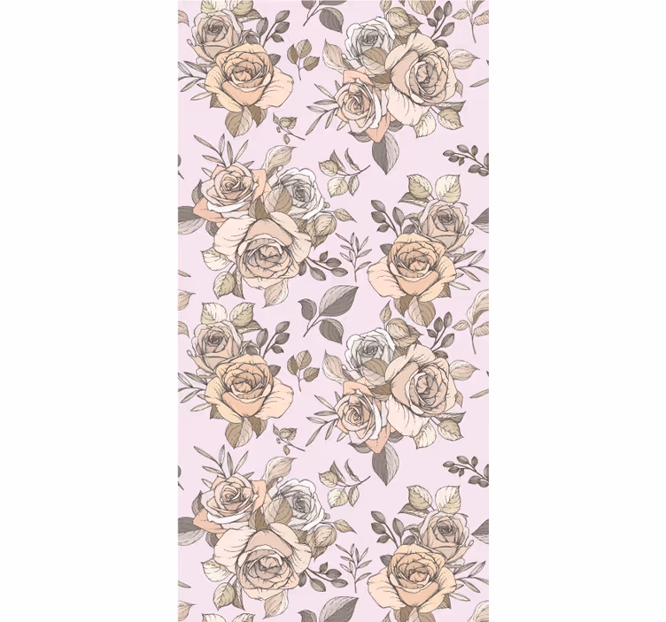 Papier peint couloir motif roses élégantes - TenStickers