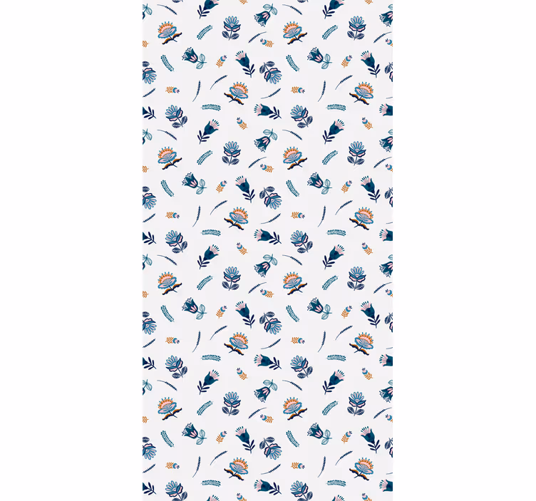 Papier peint couloir motif art populaire bleu - TenStickers