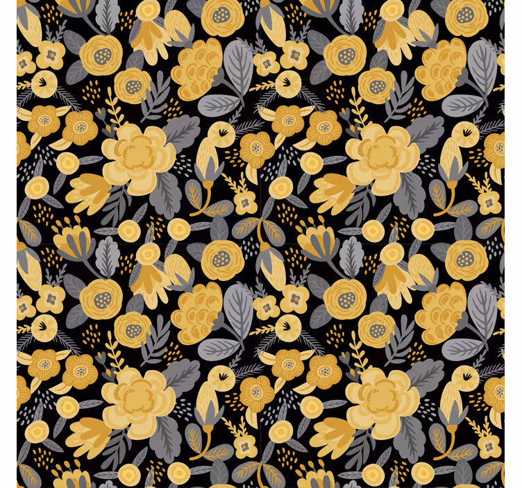 Papier peint couloir motif botanique jaune - TenStickers