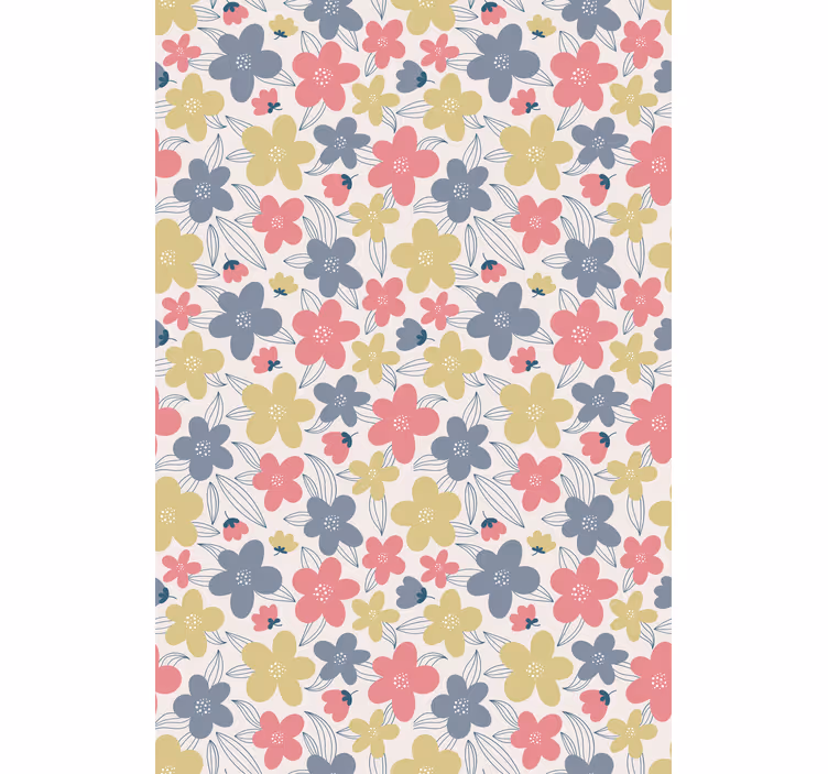 Papier peint scandinave motif floral couleurs claires - TenStickers