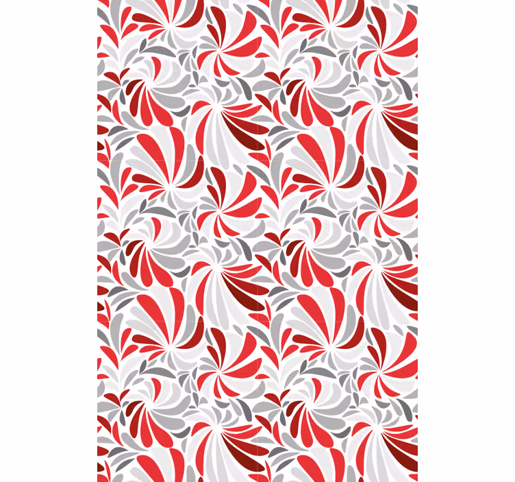 Papier peint classique fleurs grises et rouges - TenStickers