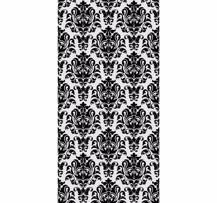 Papier peint classique motif floral noir et blanc - TenStickers