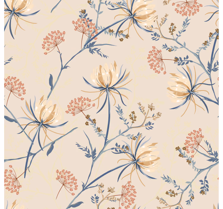 Papier peint salon motifs floraux - TenStickers