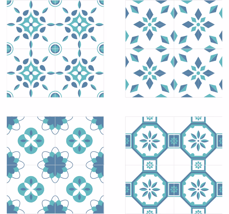 Papier peint carrelage motif floral - TenStickers