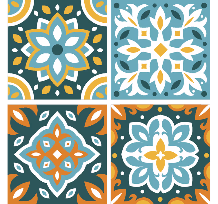 Papier peint carrelage Éléments floraux complexes - TenStickers