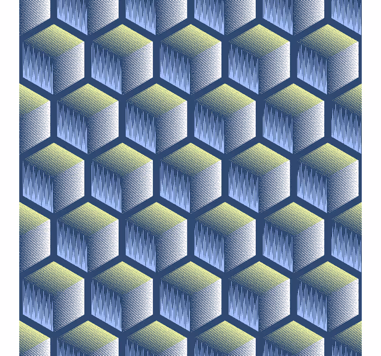 Papier peint géométrique motif cubes hexagonaux - TenStickers
