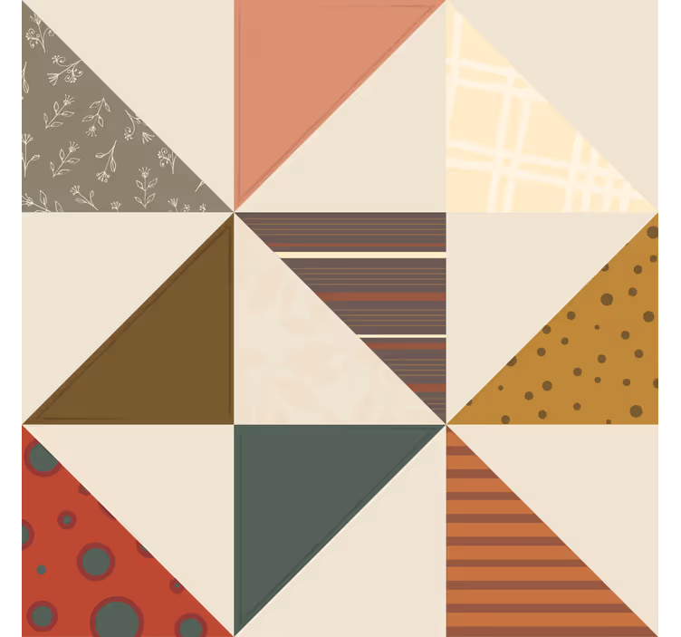 Papier peint vintage motif géométrique en triangles - TenStickers