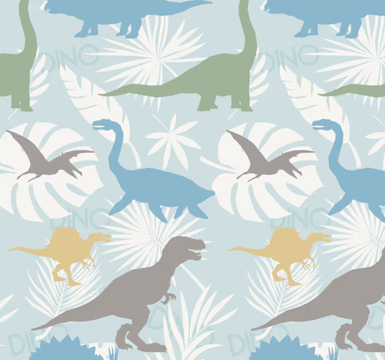 Papier peint dinosaures motif couleurs pastel - TenStickers