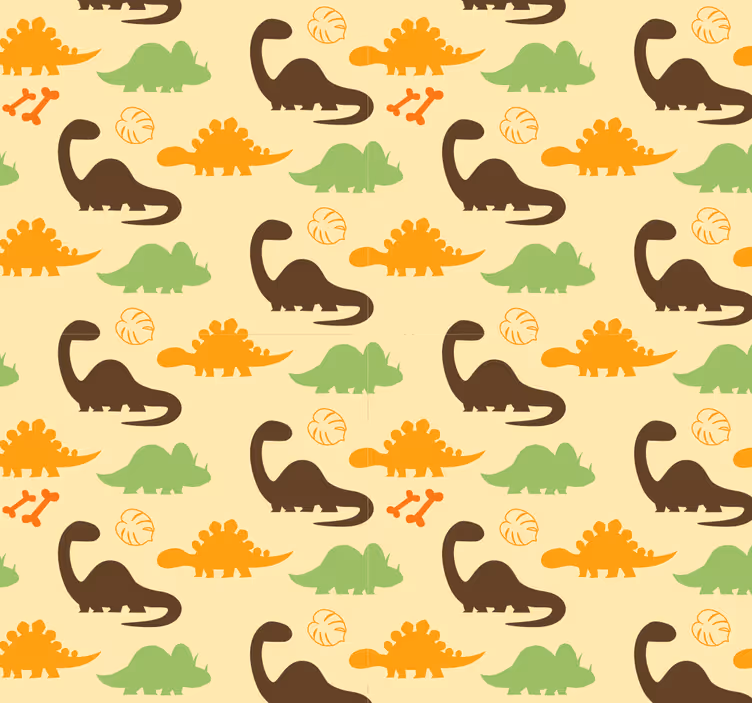 Papier peint dinosaures fond beige - TenStickers