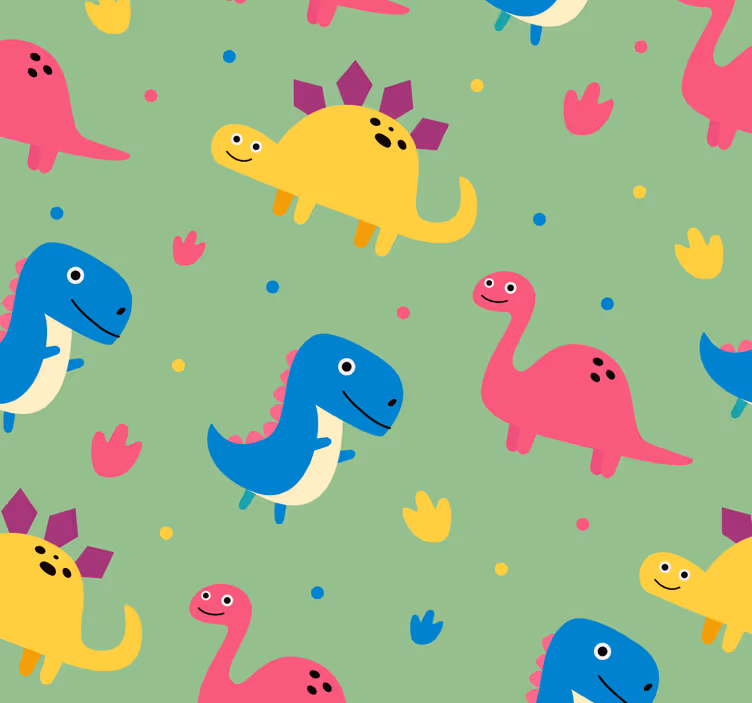 Papier peint dinosaures style coloré - TenStickers