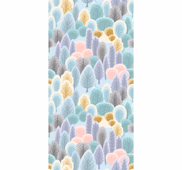 Papier peint arbre motif forêt pastel - TenStickers