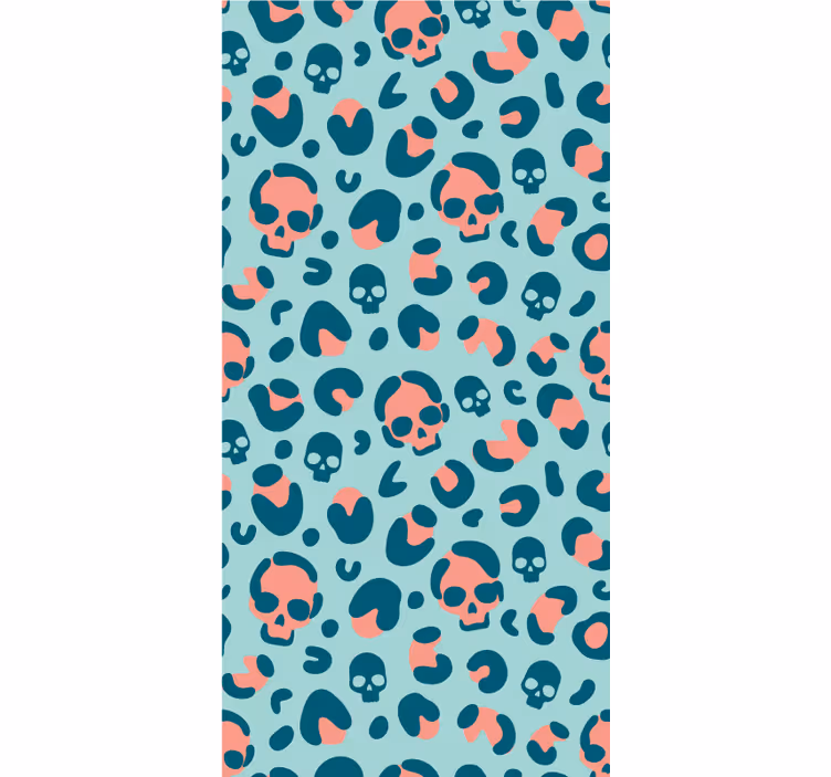 Papier peint moderne motif léopard crâne rose et bleu - TenStickers