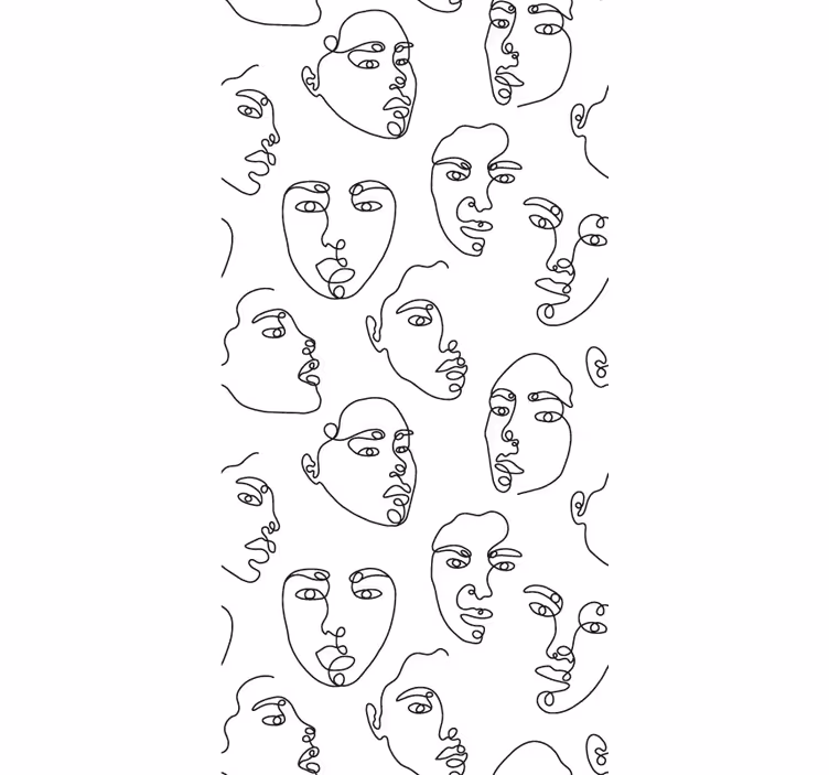 Papier peint moderne motif visages en line art - TenStickers