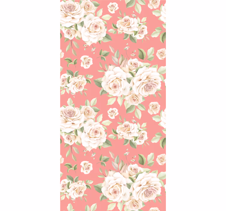 Papier peint salle à manger motif floral roses - TenStickers