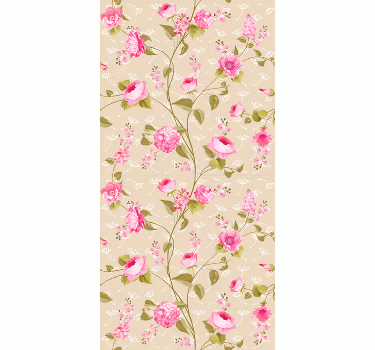 Papier peint salle à manger vigne florale rose - TenStickers
