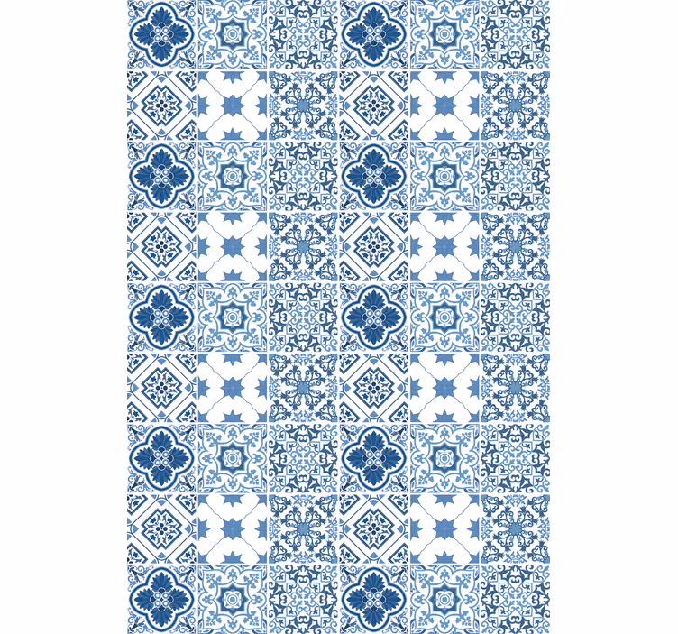 Papier peint salle de bain motifs bleus raffinés - TenStickers