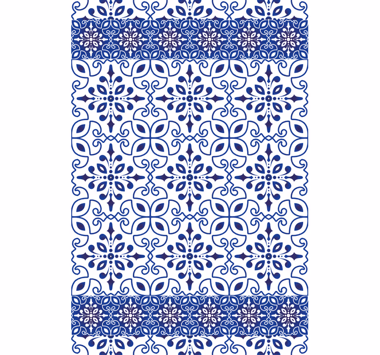 Papier peint salle de bain carreaux bleus ornés - TenStickers