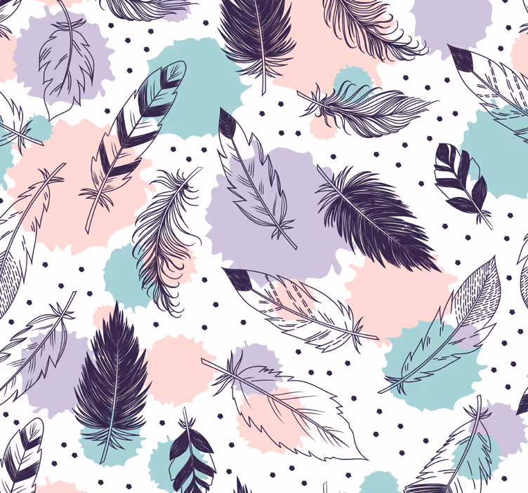 Papier peint salle de bain motif plumes bohème - TenStickers