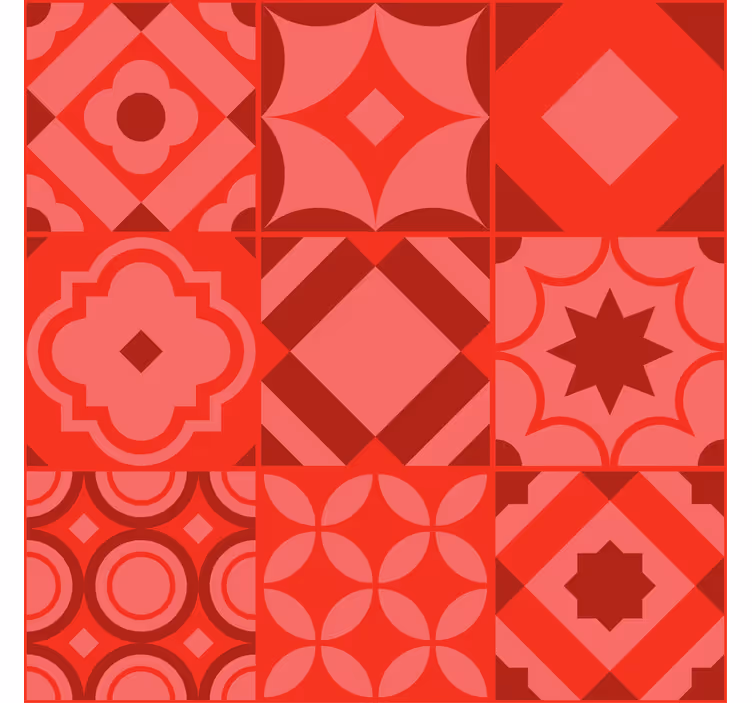 Papier peint cuisine carreaux rouges - TenStickers