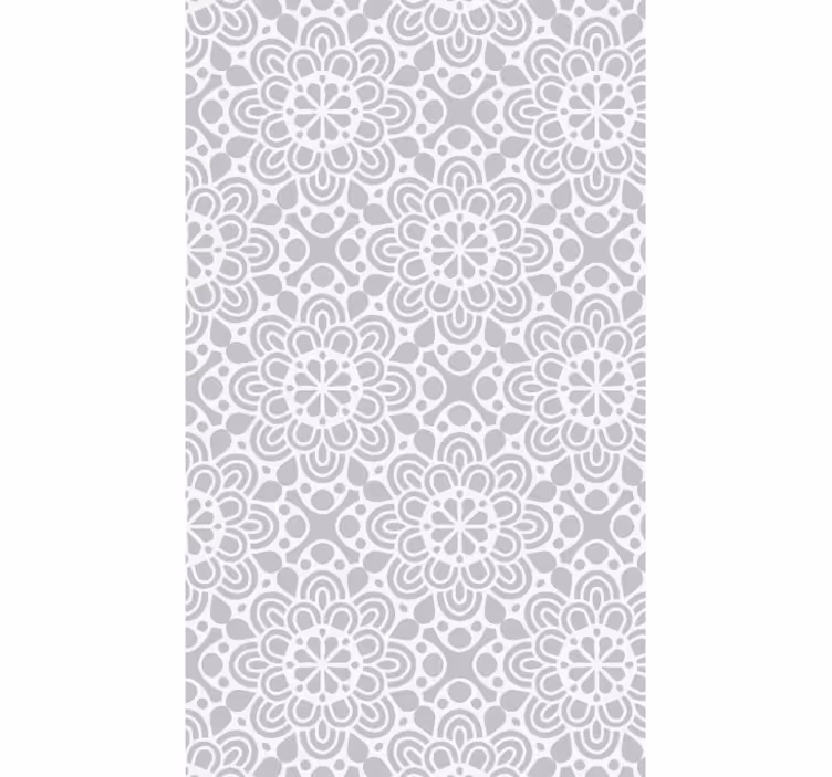 Papier peint cuisine tapis vinyle motifs fleuris gris blanc - TenStickers