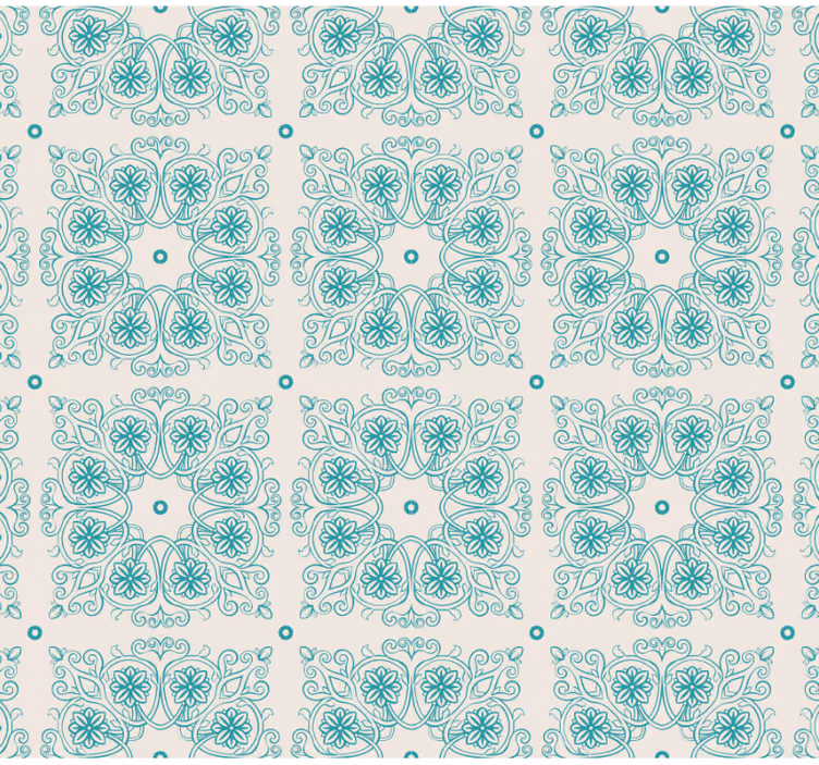 Papier peint cuisine carreaux turquoise - TenStickers
