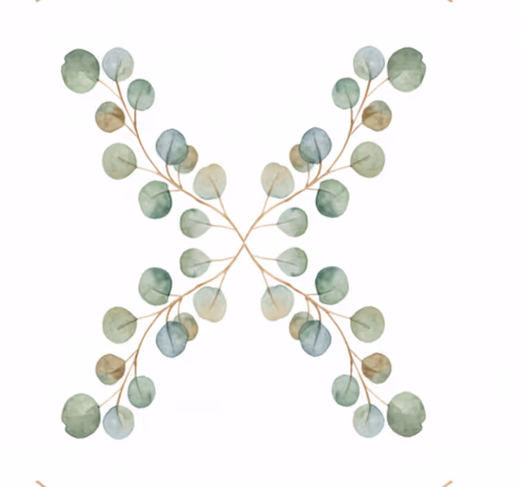 Papier peint salon branche d'eucalyptus aquarelle - TenStickers