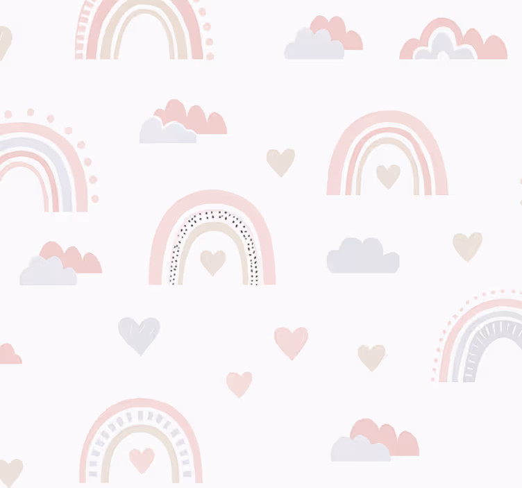 Papier peint chambre enfant design arc-en-ciel rose - TenStickers