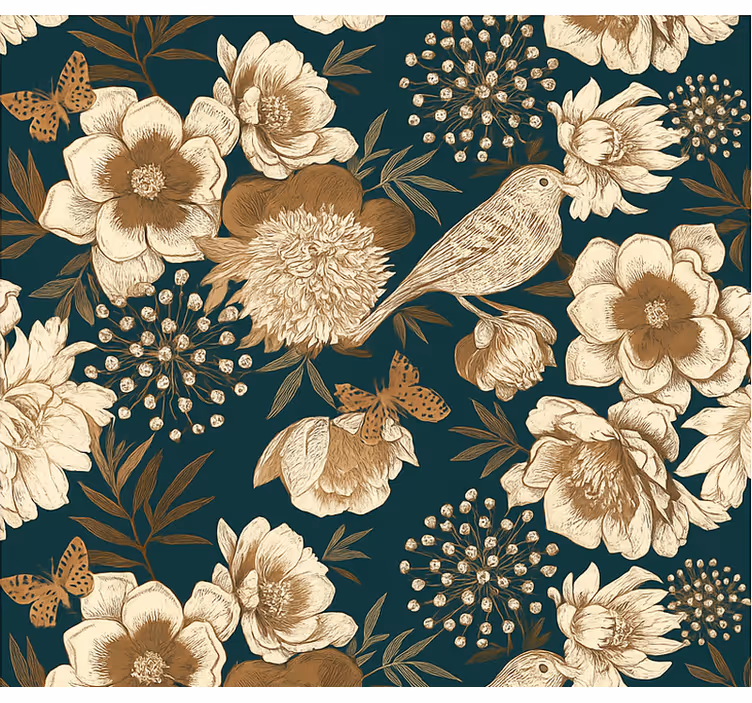 Papier peint oiseaux botaniques chinois vintage - TenStickers