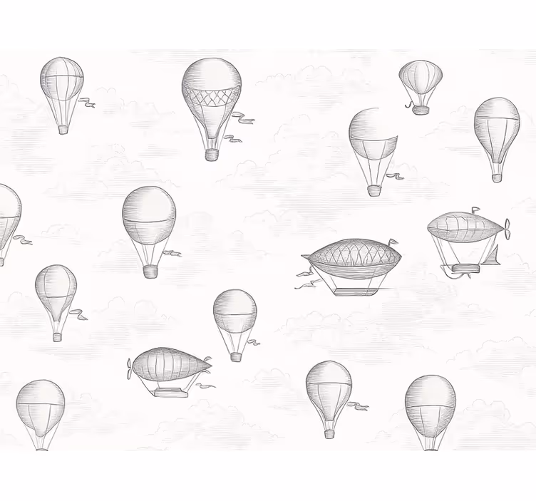 Papier peint classique cieux vintage et dirigeables - TenStickers
